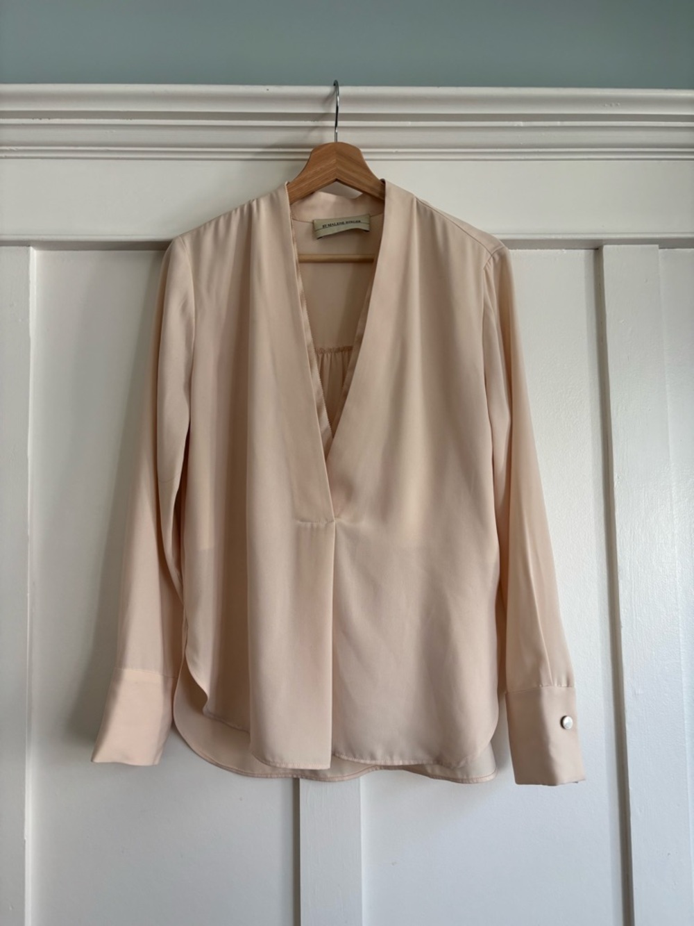 By Malene Birger Cream V-Neck Long Sleeve Blouse